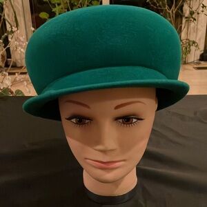 Vintage Emerald Green Wool Felt Bowler Hat